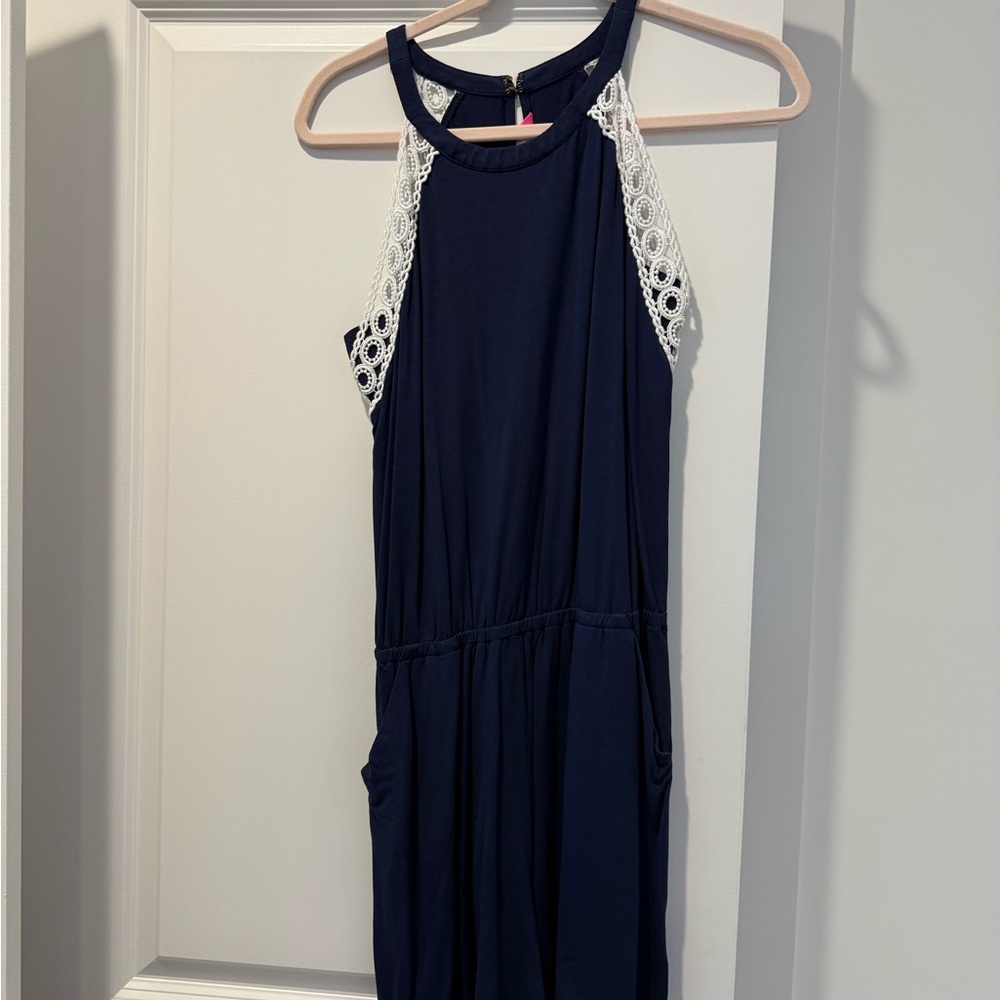 Lilly Pulitzer Navy Jumpsuit with White Lace